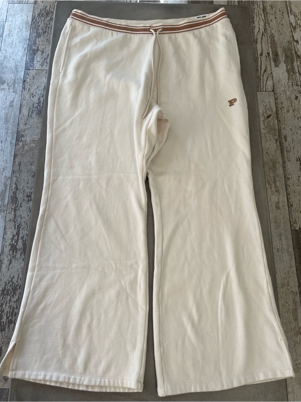 PINK Cream Color Ivy Fleece Flare Pants Classic Fit Size XXL NWT